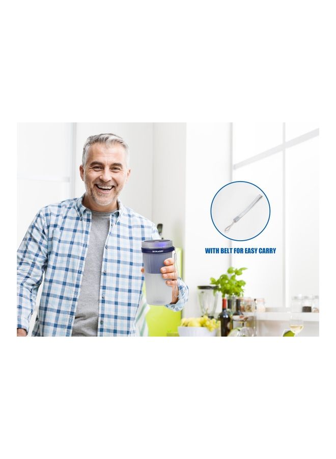 SONASHI Rechargeable Portable Blender | 4 Stainless Steel Sharp Blades - Perfect for Juices, Smoothies, Milkshakes| LED Light Indicator, Easy Clean and Carry Clear/Blue 350ml - Image 5