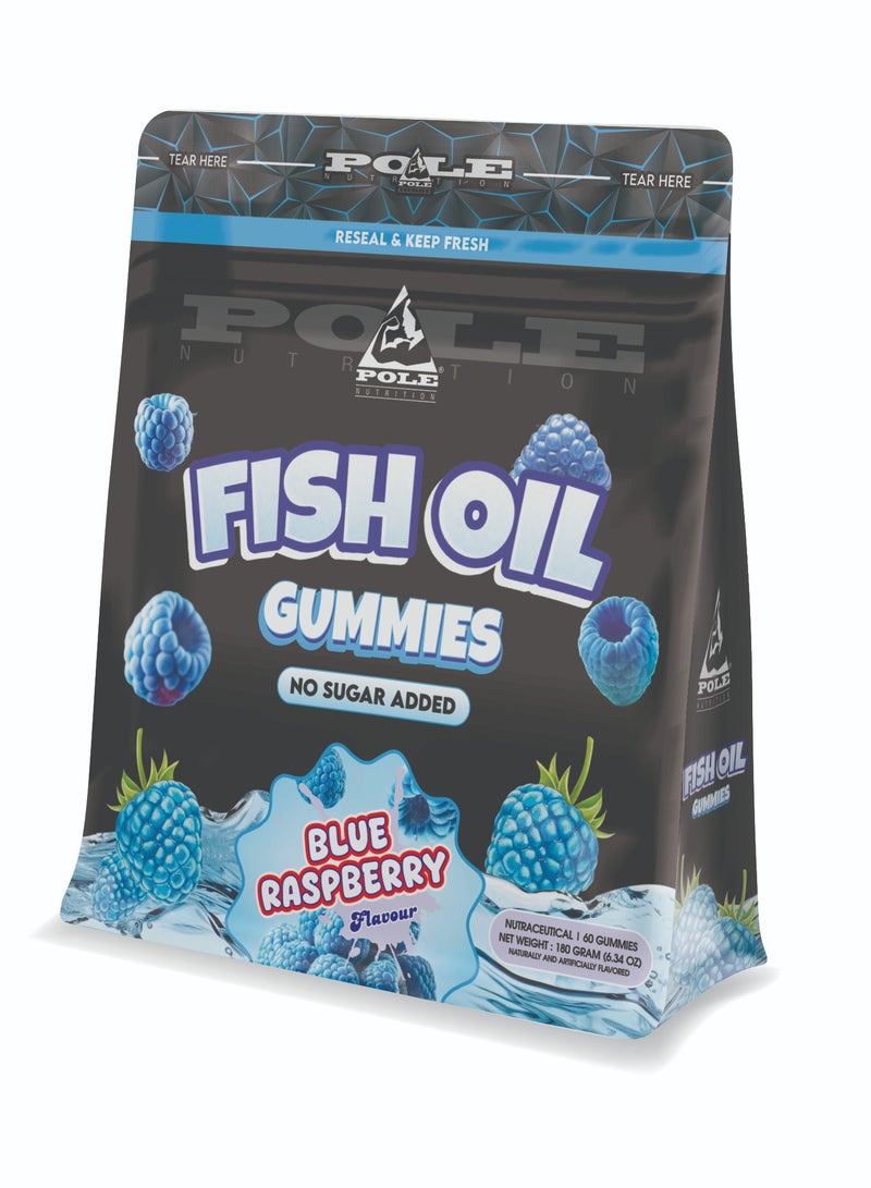POLE NUTRITION Fish Oil Gummies - Omega-3 Support with No Added Sugar (Blueberry, 60 Gummies) - Image 1