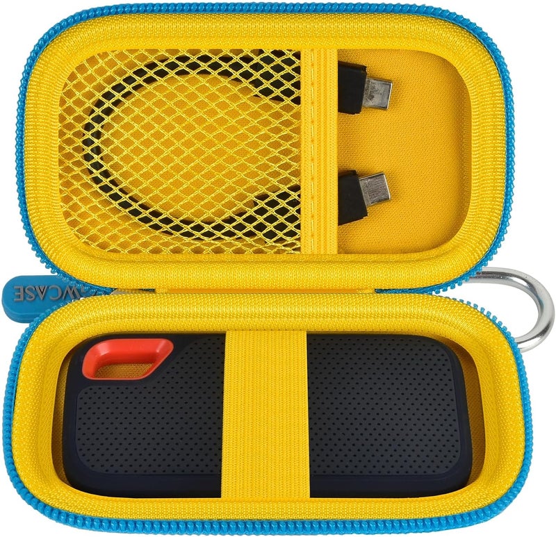 GWCASE Hard Case Compatible with SanDisk 1TB 2TB 4TB 500GB 8TB Extreme Portable SSD - Up to 1050MB/s - USB-C, USB 3.2 Gen 2 External Solid State Hard Drive Storage Holder for Cables-Blue-Yellow (Box Only) - Image 1