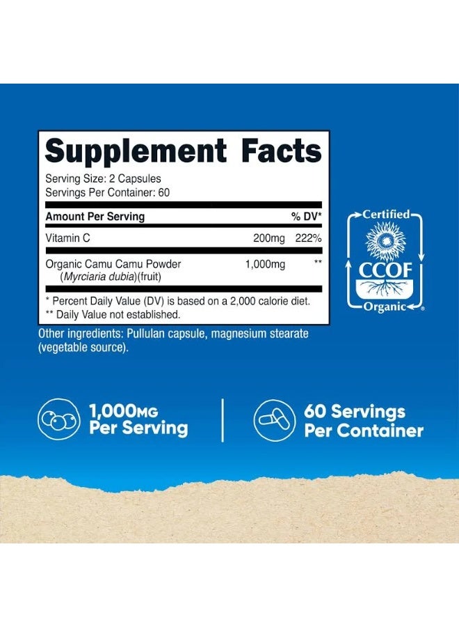 Nutricost, كامو كامو، 120 كبسولة (500 مجم لكل كبسولة) - Image 3