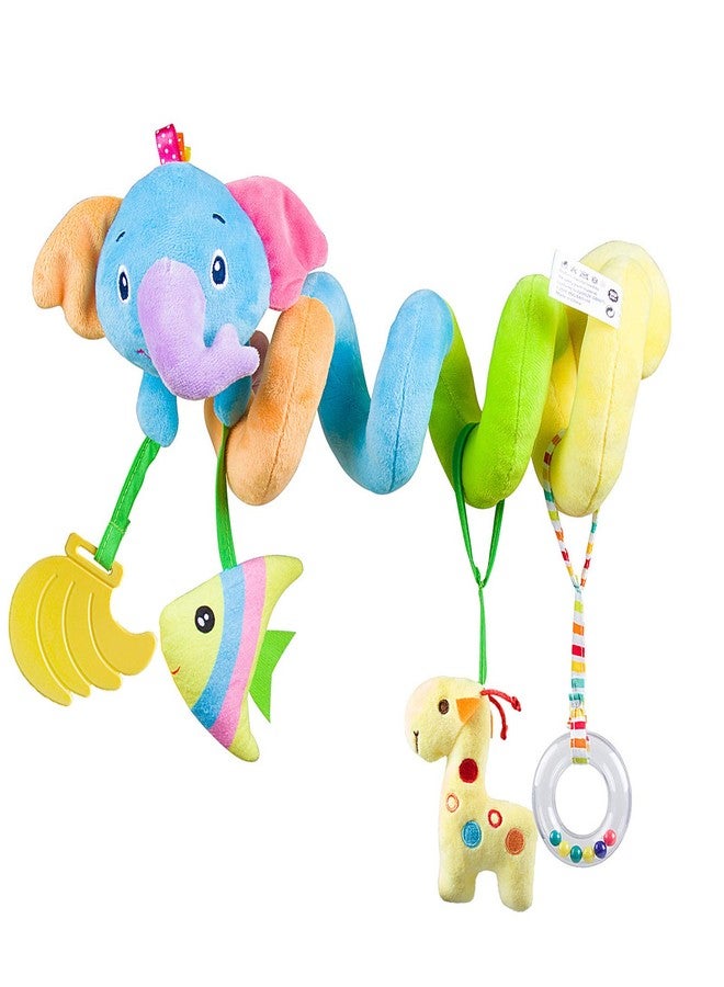 Caterbee Baby Car Seat Toys, Activity Spiral pram Hanging Toys with Rattle for Infant (Elephant) - Image 1