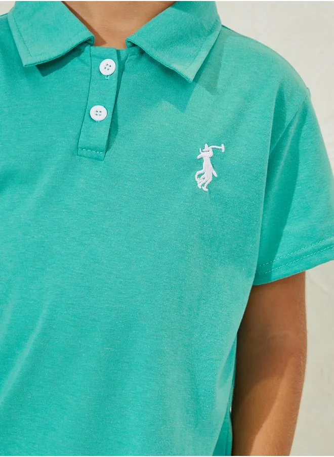 ستايلي Embroidery Detail Polo T-Shirt & Short Set
