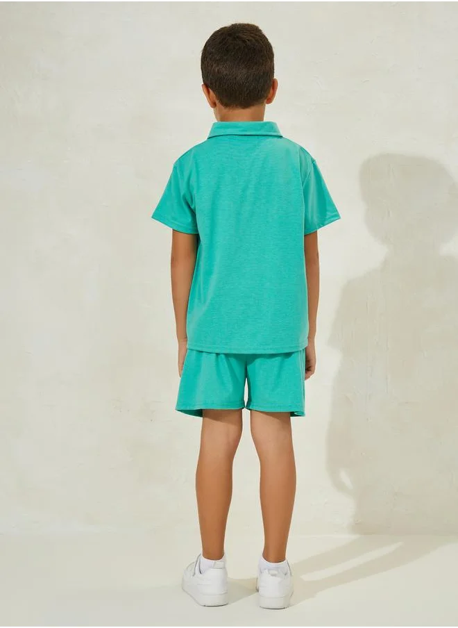 ستايلي Embroidery Detail Polo T-Shirt & Short Set
