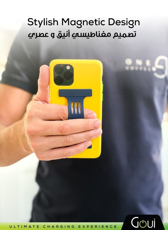 جوي حزام مغناطيسي مع حامل إصبع – يعزز الوظائف والراحة والأناقة لاستخدام الهاتف وحمله بسهولة أكبر، متوافق مع كفر قوي لهاتف آيفون، ويوفر مسكة مريحة وأنيقة Midnight Blue - Image 3