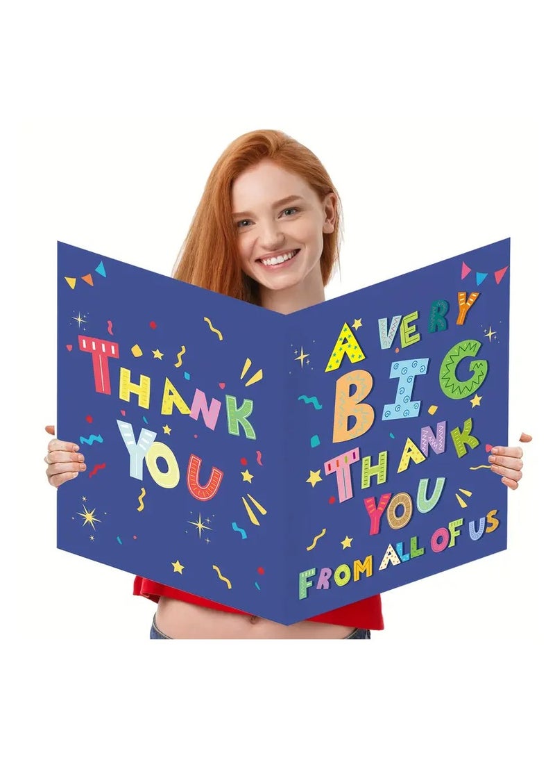 Generic Blue Jumbo Thank You Card with Envelope | Large Oversized Greeting Card for Teacher, Boss, Coworker - Perfect for Graduation, Birthday, Retirement, Appreciation - Includes Matching Envelope, Appreciation Cards, Retirement Gift,  Highquality Paper  - Image 1