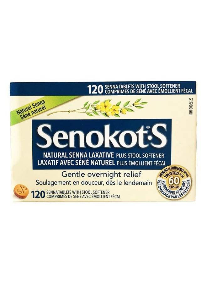 Senokot •S Natural Senna Laxative Plus Stool Softener, 120 Tablets - Image 1