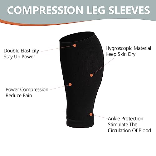 Abodhu Plus Size Compression Leg Sleeves for Women& Men 15-20mmHg Wide Calf Knee High Leg Sleeves - Image 4