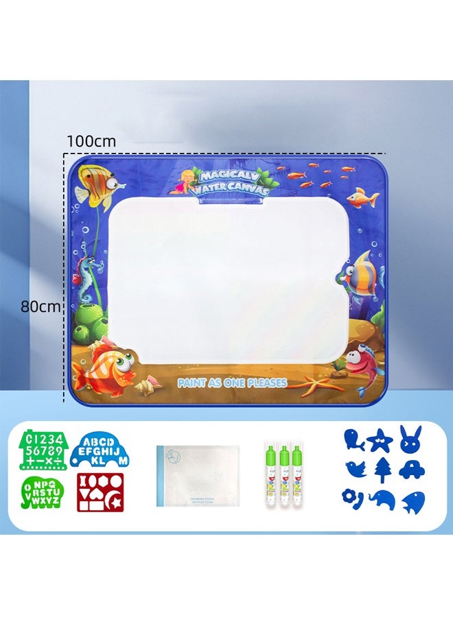 HALAMODO Water Doodle Mat - 100x80cm Large Magic Drawing Mat, Mess-Free Reusable Water Coloring Board for Kids with 8 Drawing Tools, Educational Toy for Toddlers  - Ideal for Toddler Art, Early Learning & Indoor/Outdoor Play - Image 1