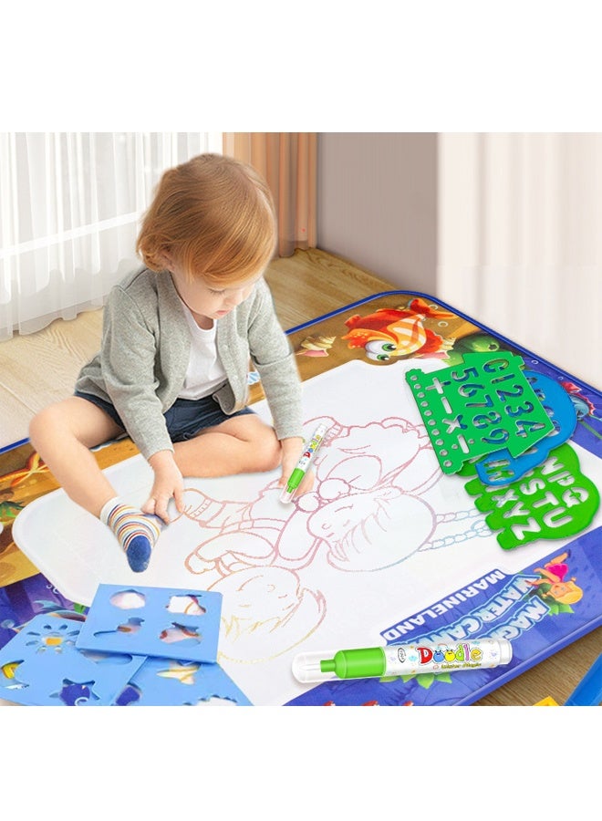 HALAMODO Water Doodle Mat - 100x80cm Large Magic Drawing Mat, Mess-Free Reusable Water Coloring Board for Kids with 8 Drawing Tools, Educational Toy for Toddlers  - Ideal for Toddler Art, Early Learning & Indoor/Outdoor Play - Image 2