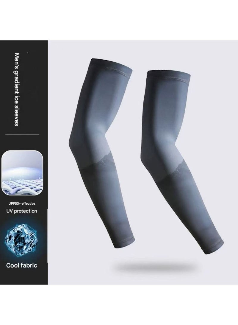 Goolsky Men’s Extended Length Gradient Ice Silk UV Protection Arm Sleeves – Cooling Sun Sleeves for Outdoor Sports/Activities - Image 1