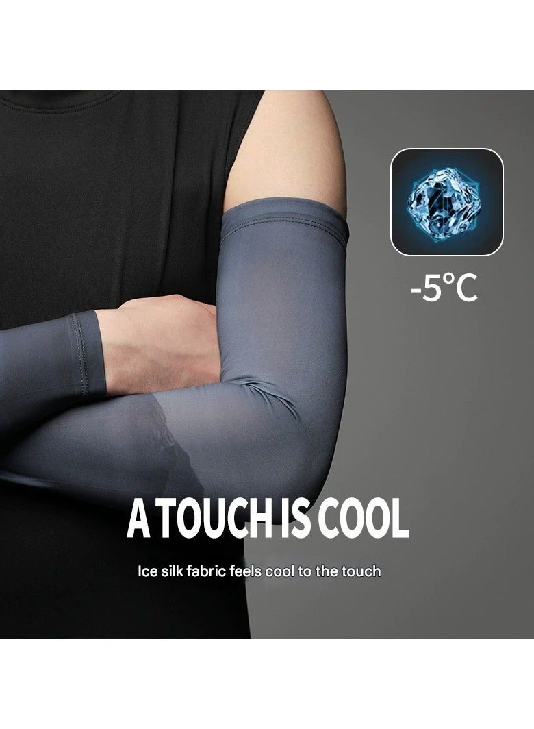 Goolsky Men’s Extended Length Gradient Ice Silk UV Protection Arm Sleeves – Cooling Sun Sleeves for Outdoor Sports/Activities - Image 4