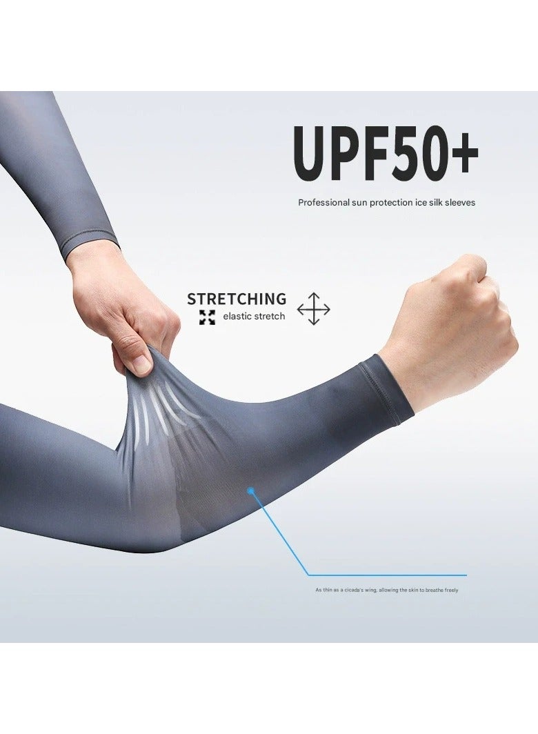Goolsky Men’s Extended Length Gradient Ice Silk UV Protection Arm Sleeves – Cooling Sun Sleeves for Outdoor Sports/Activities - Image 5