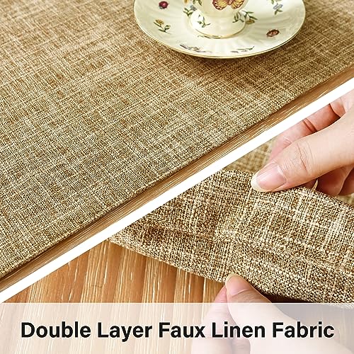 NEWISHER Farmhouse Rustic Faux Linen Table Runner Neutral Coffee Table Runners Double Layer Reversible Rectangle Runners for Daily Use Kitchen Dining Banquet Holiday 13x36 Inch - Image 3