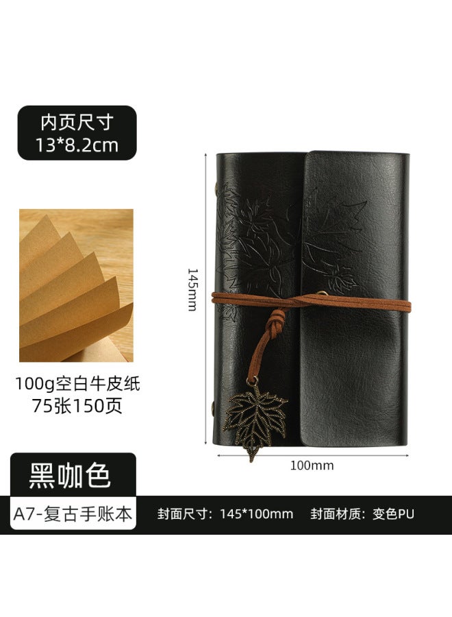 بوي دفتر سفر كلاسيكي من الجلد الناعم مع حافظة يدوية  
دفتر ملاحظات A6/A7 قابل للحمل مع أوراق قابلة للإزالة  
يوميات ورق القيقب - دفتر متنقل أنيق للسفر والكتابة - Image 1