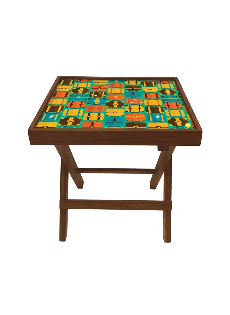Nutcase Nutcase Designer Teak Wood Side Table Folding Wooden Bedside Coffee Outdoor Picnic Table Suitcases  - Image 4
