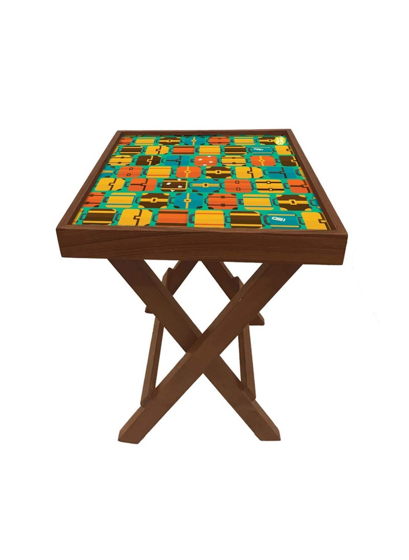 Nutcase Nutcase Designer Teak Wood Side Table Folding Wooden Bedside Coffee Outdoor Picnic Table Suitcases  - Image 5
