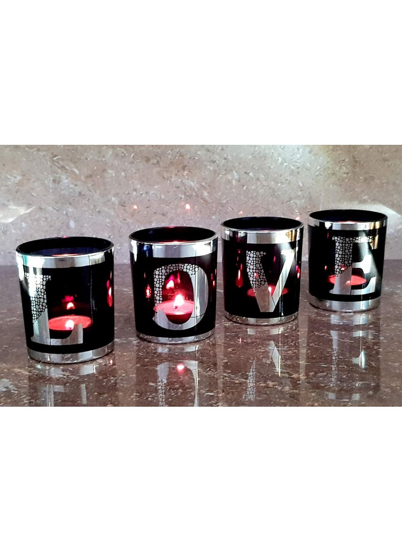 ESPLANADE eSplanade Tea Light Tealight Candle Holders  Votive Candle Holders  Valentines DayParty DecorHome DecorAnniversary  Set of 4 Silver  - Image 4