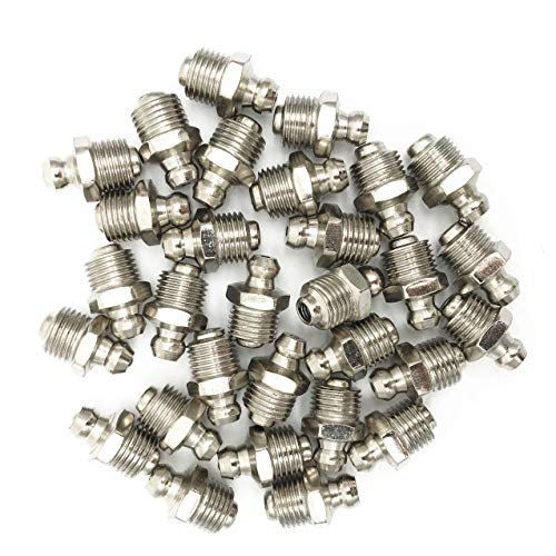 XMHF Silver Tone M8 5/16" Male Thread Straight Grease Nipple Zerk Fitting Nozzle 30Pcs - Image 1