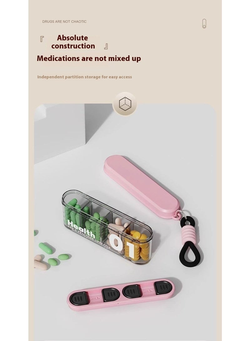 Portable 4-Compartment Pill Box Organizer with Individual Moisture-Proof Lids, Detachable Easy-Clean Design, Compact Travel Vitamin Case and Daily Supplement Container with Lanyard - Image 4