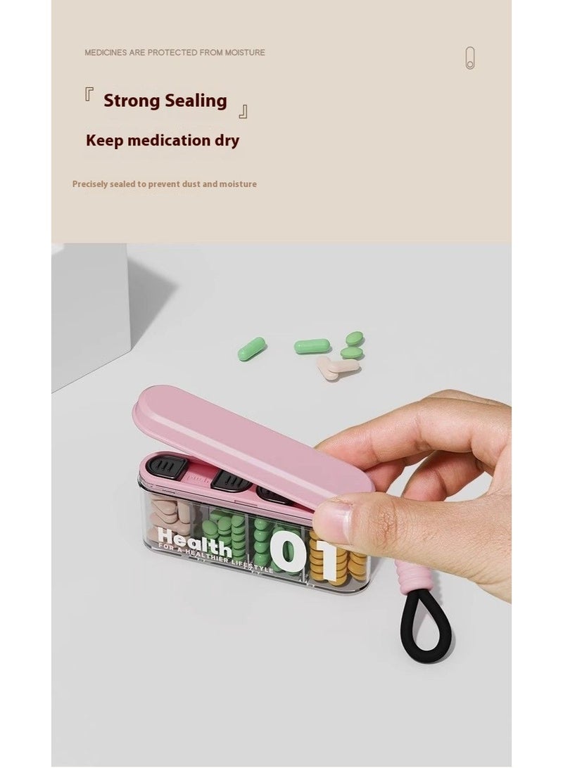 Portable 4-Compartment Pill Box Organizer with Individual Moisture-Proof Lids, Detachable Easy-Clean Design, Compact Travel Vitamin Case and Daily Supplement Container with Lanyard - Image 5