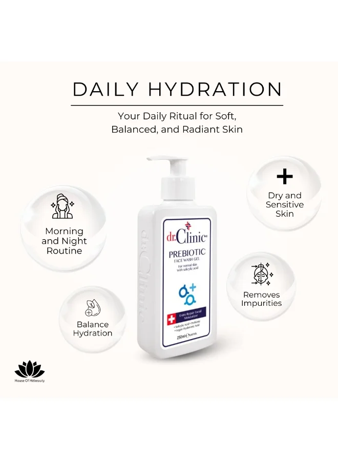 dr.Clinic DR. CLINIC | Prebiotic Face Wash Gel Cleanser | Pore-Cleansing Facial Wash | Enriched with Salicylic Acid & Prebiotics | For Normal Skin | 250 ml