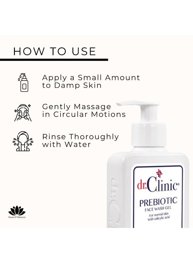 dr.Clinic DR. CLINIC | Prebiotic Face Wash Gel Cleanser | Pore-Cleansing Facial Wash | Enriched with Salicylic Acid & Prebiotics | For Normal Skin | 250 ml - Image 4