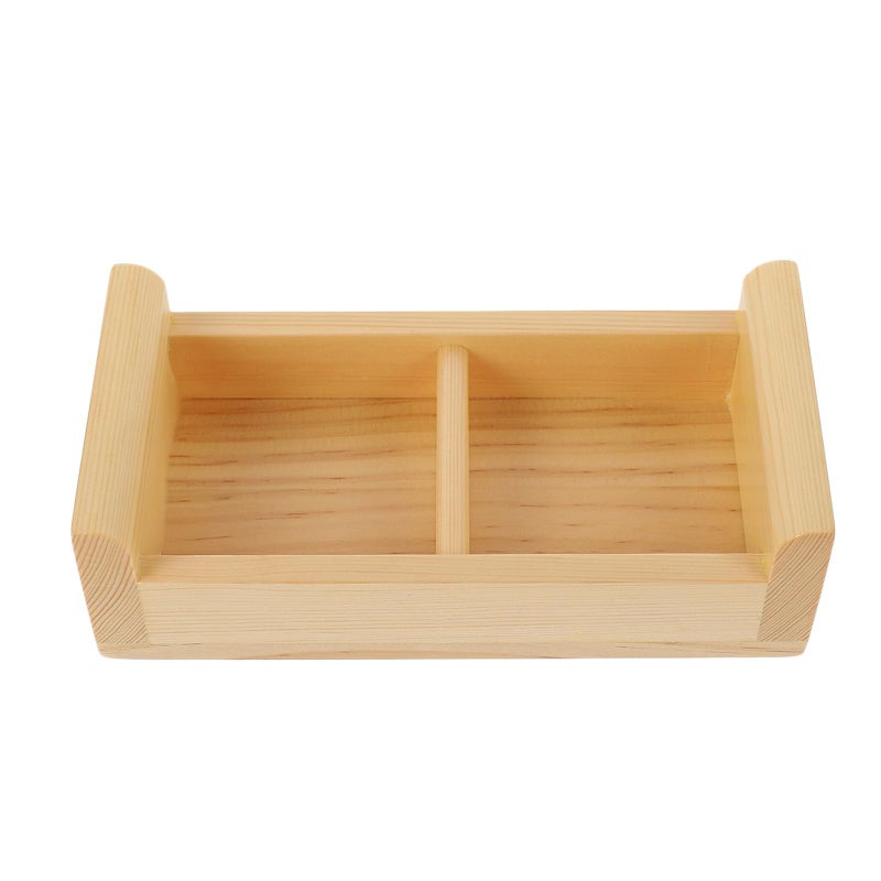 Wooden Sashimi Divider Plate Rectangular Sushi Serving Tray 2 Compartments Food Presentation - Image 2
