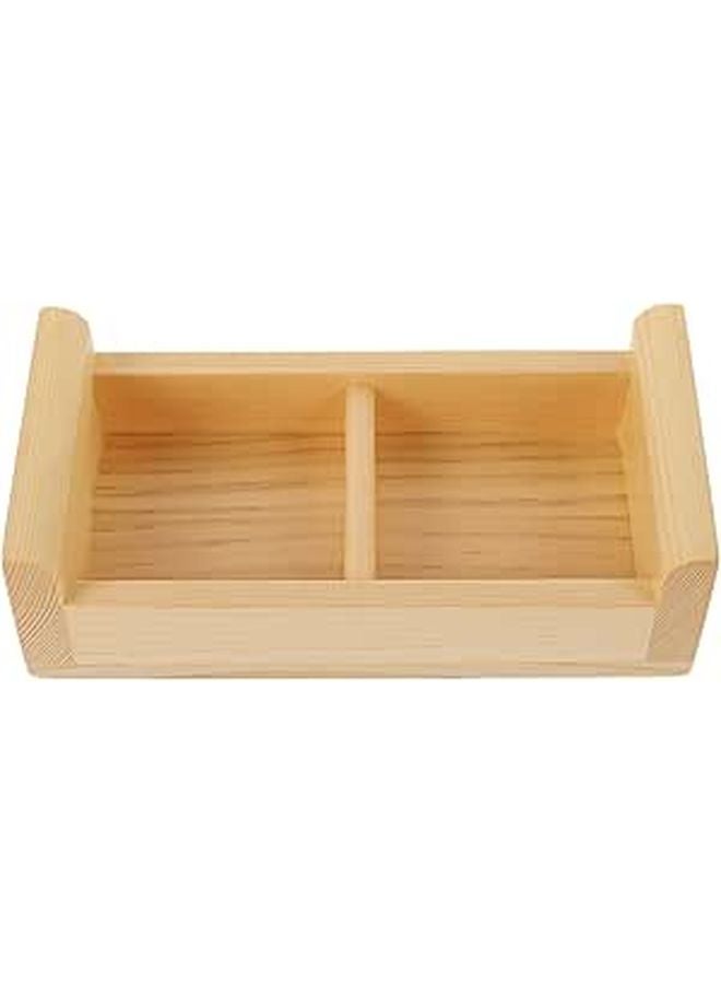 Wooden Sashimi Divider Plate Rectangular Sushi Serving Tray 2 Compartments Food Presentation - Image 1