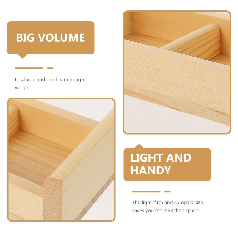 Wooden Sashimi Divider Plate Rectangular Sushi Serving Tray 2 Compartments Food Presentation - Image 4