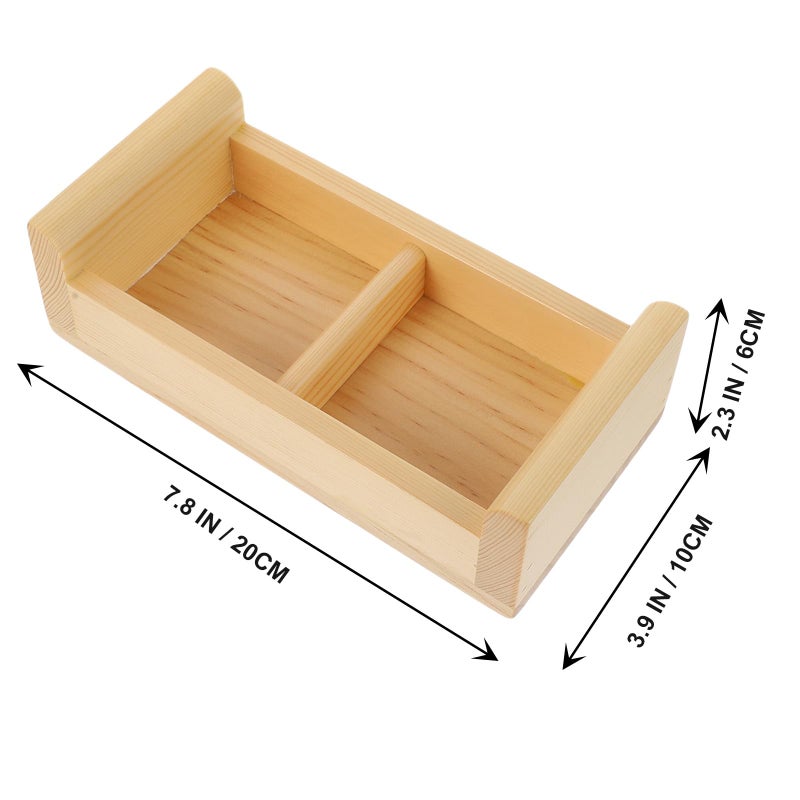 Wooden Sashimi Divider Plate Rectangular Sushi Serving Tray 2 Compartments Food Presentation - Image 3