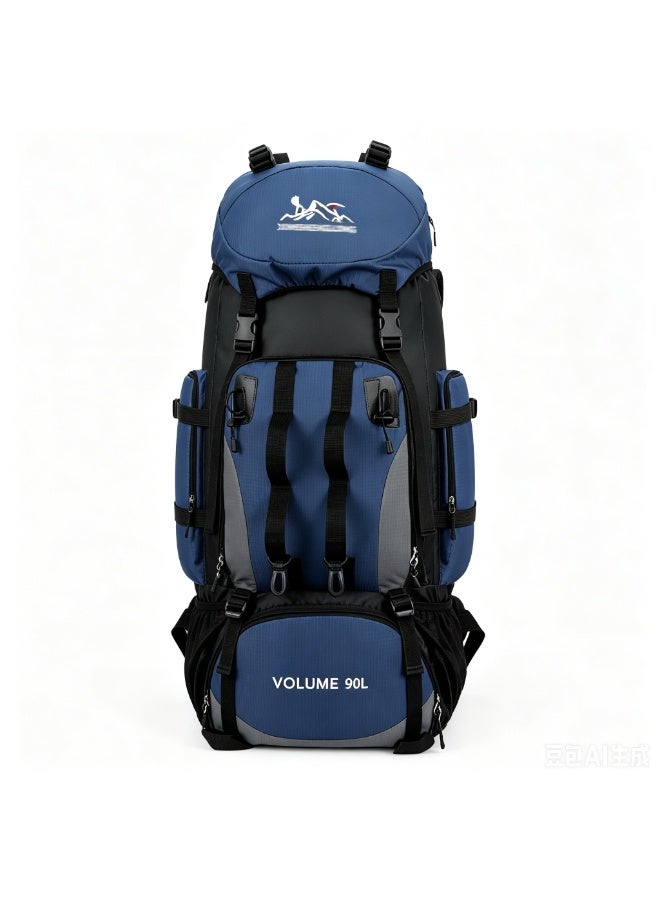 90 L Outdoor Travel Backpack,Outdoor Tactical Mountaineering Sports Backpack, Large Capacity Backpacks Blue - Image 1