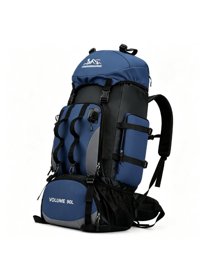 90 L Outdoor Travel Backpack,Outdoor Tactical Mountaineering Sports Backpack, Large Capacity Backpacks Blue - Image 4