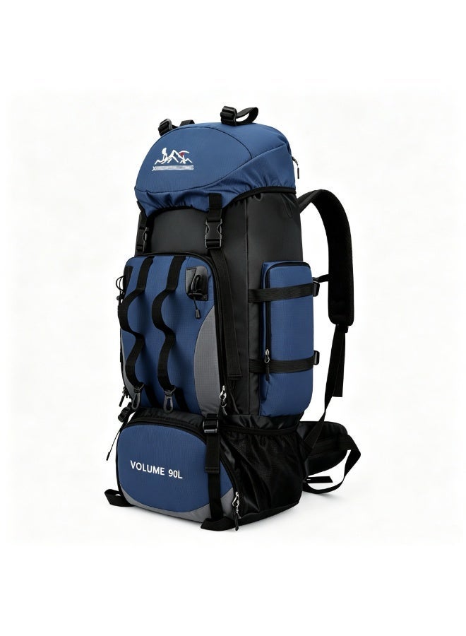 90 L Outdoor Travel Backpack,Outdoor Tactical Mountaineering Sports Backpack, Large Capacity Backpacks Blue - Image 2