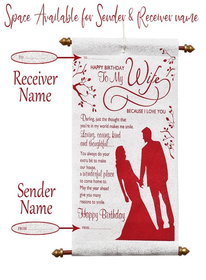 Natali Traders Birthday Scroll Card For Wife - B'Day Greeting Card Gift for Wifey (H 30 x L 20 CM) - Image 2
