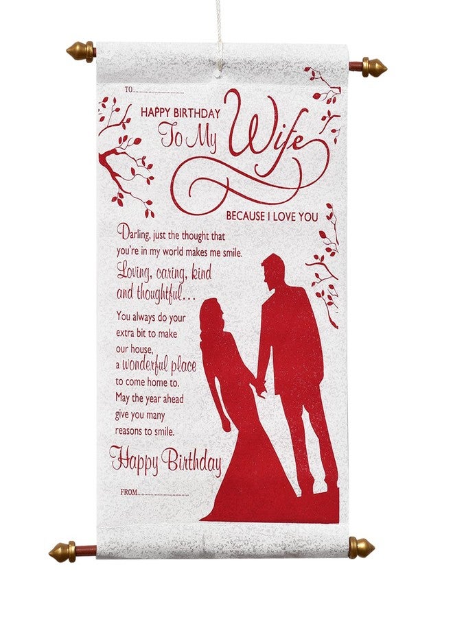 Natali Traders Birthday Scroll Card For Wife - B'Day Greeting Card Gift for Wifey (H 30 x L 20 CM) - Image 1
