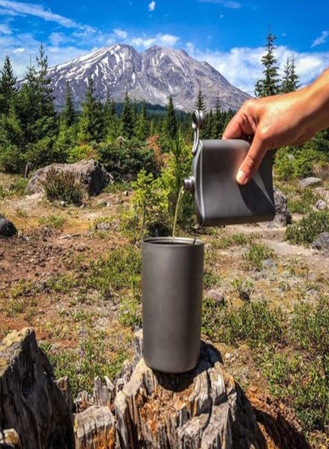 SILVERANT Titanium Ultralight 400ml/13.53 fl oz Double Wall Coffee Cup With Titanium Straw & Drawstring Case - Image 5