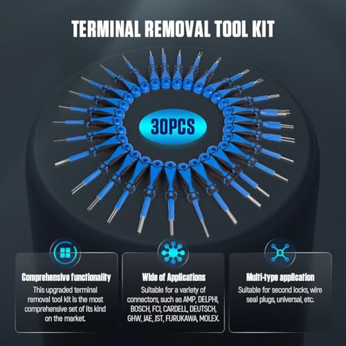 CMTOOL Terminal Removal Tool Kit 30PCS Terminal Ejector Kit, Upgraded Depinning Tool Automotive Electrical Pin Removal Tool, Car Pin Extractor - Image 2