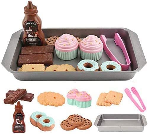 Elitoky Cookie Play Food Set, Play Food for Kids Kitchen - Toy Food Accessories - Toy Foods with Play Baking Cookies and Cupcakes Plastic Food for Pretend Play, Kids Toddler Childrens Birthday Gifts - Image 1