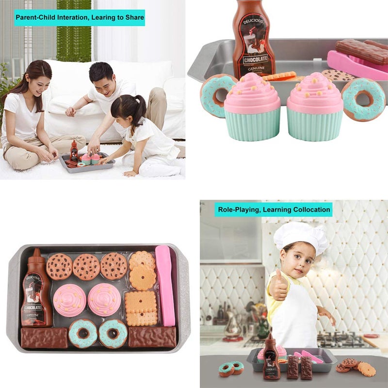 Elitoky Cookie Play Food Set, Play Food for Kids Kitchen - Toy Food Accessories - Toy Foods with Play Baking Cookies and Cupcakes Plastic Food for Pretend Play, Kids Toddler Childrens Birthday Gifts - Image 5