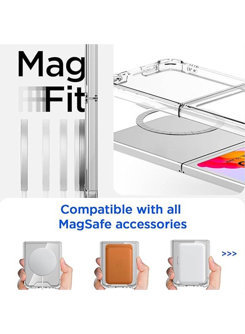 Rock Pow For Samsung Galaxy Z Flip 6 Clear Case,Compatible with MagSafe Transparent Shockproof Protection Yellowing Resistant Magnetic Phone Case for Galaxy Z Flip 6 5G (2024)-Clear  - Image 4