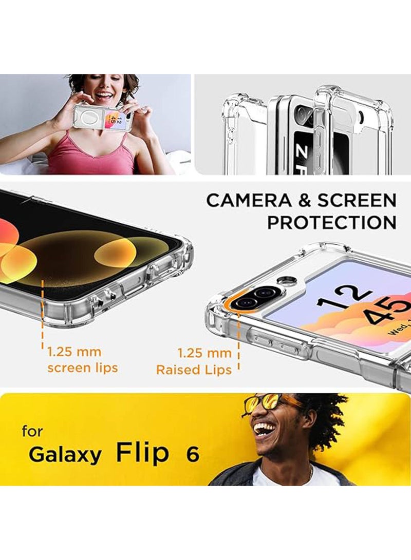 Rock Pow For Samsung Galaxy Z Flip 6 Clear Case,Compatible with MagSafe Transparent Shockproof Protection Yellowing Resistant Magnetic Phone Case for Galaxy Z Flip 6 5G (2024)-Clear  - Image 2