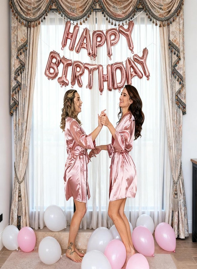 K.E.J. Rose Gold Happy Birthday Balloon Banner Foil Balloons - 16 Inch Mylar Letters Balloons, Reusable Birthday Decorations for Men, Women Party Supplies - Image 3