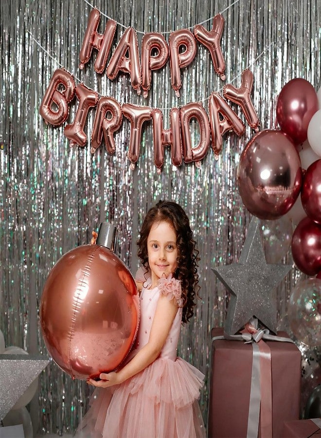 K.E.J. Rose Gold Happy Birthday Balloon Banner Foil Balloons - 16 Inch Mylar Letters Balloons, Reusable Birthday Decorations for Men, Women Party Supplies - Image 5