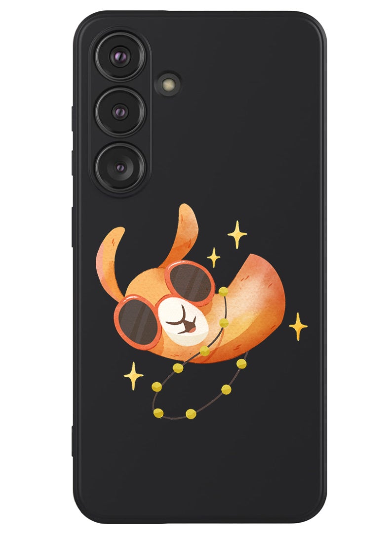 Theodor Protective Slim Fit Case Liquid Silicone Cover with Full Body Protection Anti-Scratch Shockproof Case For Samsung Galaxy S24 (Black) - Camel wearing goggles - Image 1