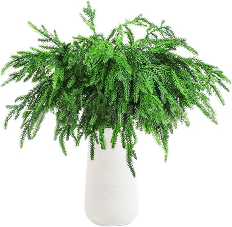 klarako 6 Pcs Christmas Norfolk Pine Branches, Afloral Norfolk Pine Garland, Norfolk Pine Artificial Christmas Branches DIY Crafts Faux Christmas Norfolk Pine Branches for Xmas Indoor Outdoor Home Decor - Image 5