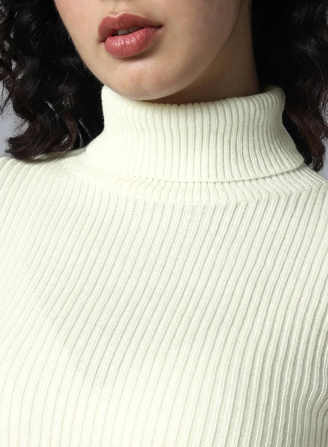 هاي ستار Women's White 100% Acrylic Regular Fit Sweater
