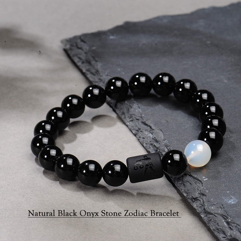 VLINRAS Zodiac Libra Bracelet for Men Women Libra Gifts Natural Black Onyx Stone Zodiac Charm Bracelet Constellation Horoscope Jewelry - Image 3