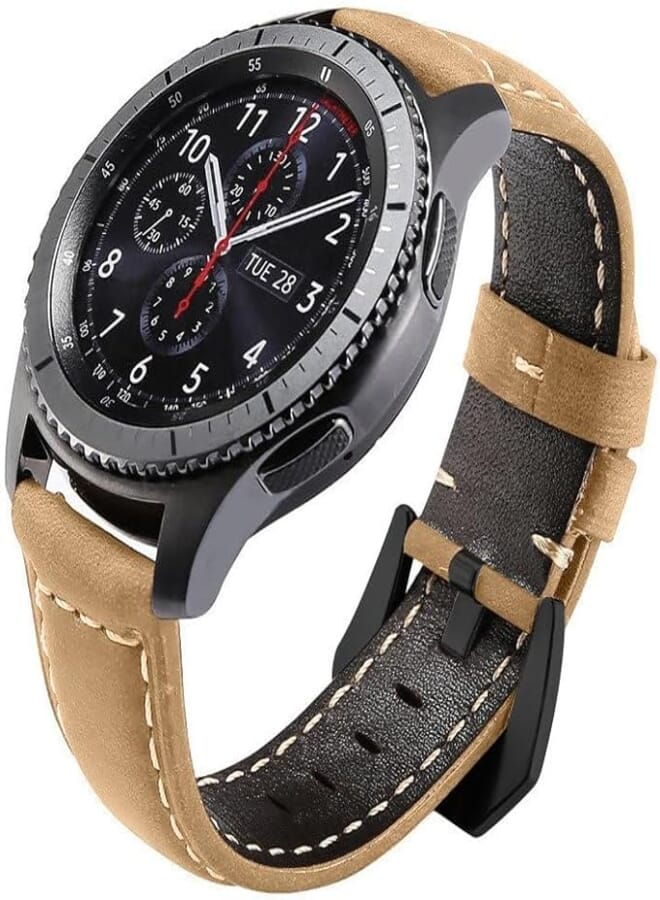 Next store Compatible with Samsung Gear S3 / Frontier/Classic/Galaxy Watch 46mm / Galaxy Watch 3 45mm / Huawei Watch 3 46mm / GT3 46mm / GT2 46mm Soft Leather Replacement Strap (Light Brown)