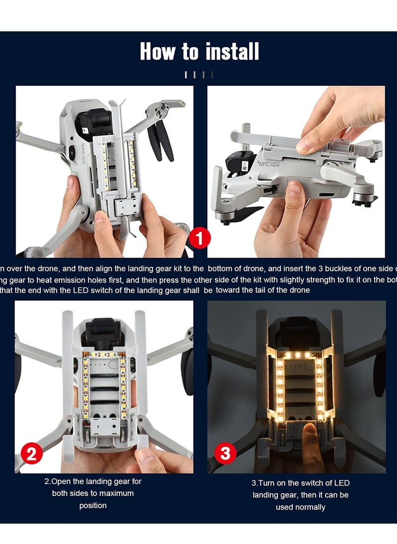 ماركة غير محددة - جهاز إنارة الهبوط LED لطائرات DJI Mini 2 / Mini SE / Mavic Mini، حامل ثلاثي قابل للطي مع ضوء دليل الطيران الليلي، ملحق حماية لتوسيع الطائرة (ضوء أصفر) - Image 1