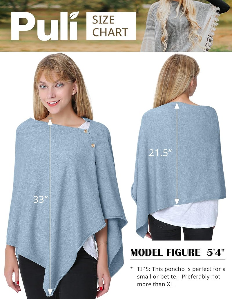 Puli شالات محبوكة متعددة الاستخدامات للنساء مع أزرار خفيفة الوزن لفصل الربيع والصيف والخريف - Image 5